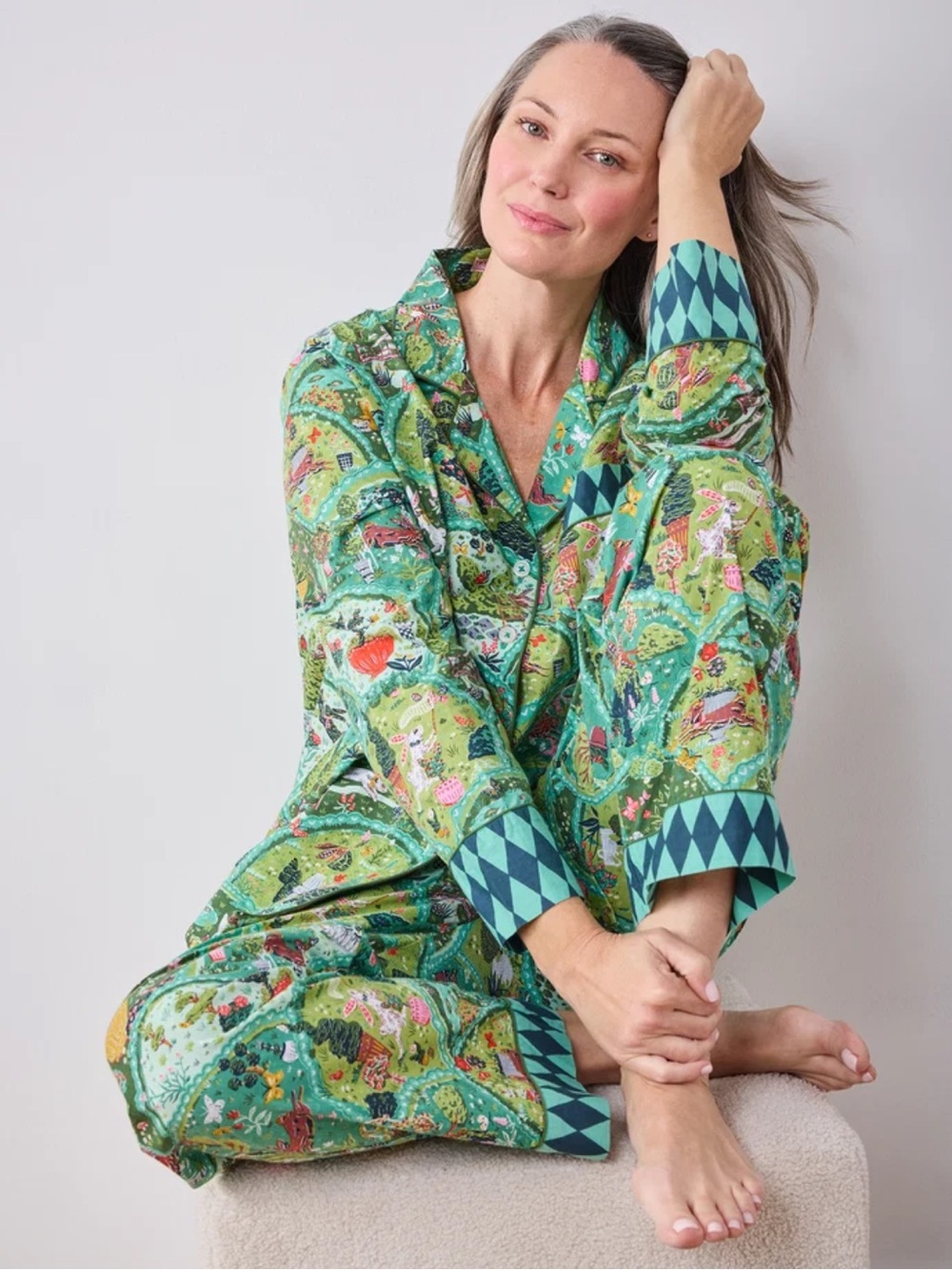 Printfresh long sleeve pajama top size large